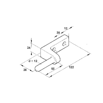 Scharnierbolzen L 122, Bolzen L 50 Ø 12mm