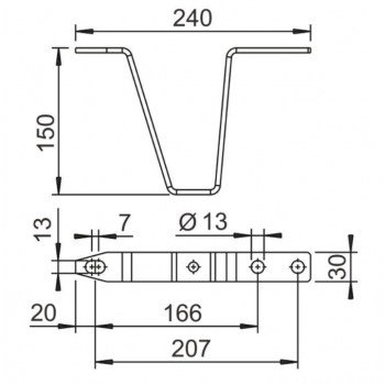 Équerre de support AL-KO 3/3.5t, hauteur 150 mm