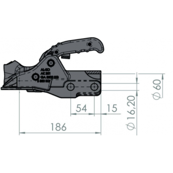 Kugelkupplung Ø 60mm, 3500kg, M16