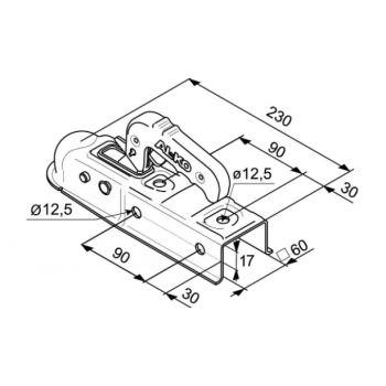 Kugelkupplung 4-kant 60mm, 750kg 