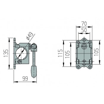 Klemmhalter Ø48mm, Knebel klappbar