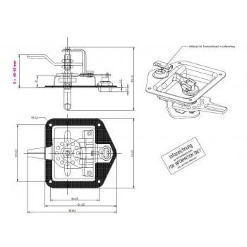 Kofferschloss Nirosta, 124 x 121 x 19mm