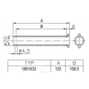 Achse verz. 20 x 120mm Winterhoff