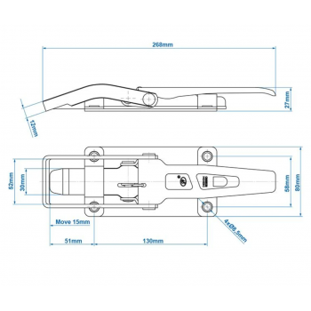 Exzenterverschluss SPP-09, 268 mm, Flachbügel