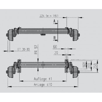 Achse AL-KO 1350kg, A:1600mm, C:2050mm