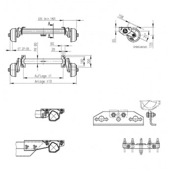 Essieu AL-KO 1000kg - A: 1000mm, C: 1450mm