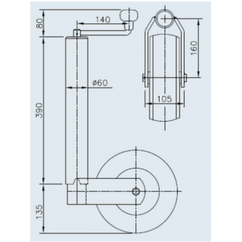 Stützrad 400 kg - Ø 60 mm / Hub 250 mm