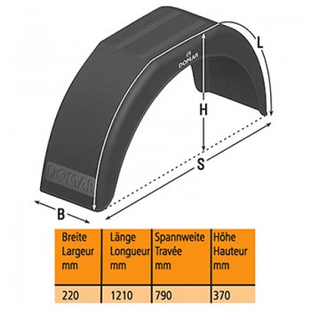 Garde-boue plastique Domar 220x790x370mm