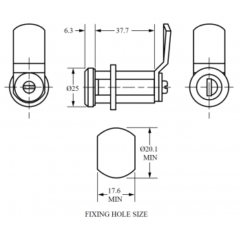 Euro-Lock Serrure Ø20.1mm L:37.7mm